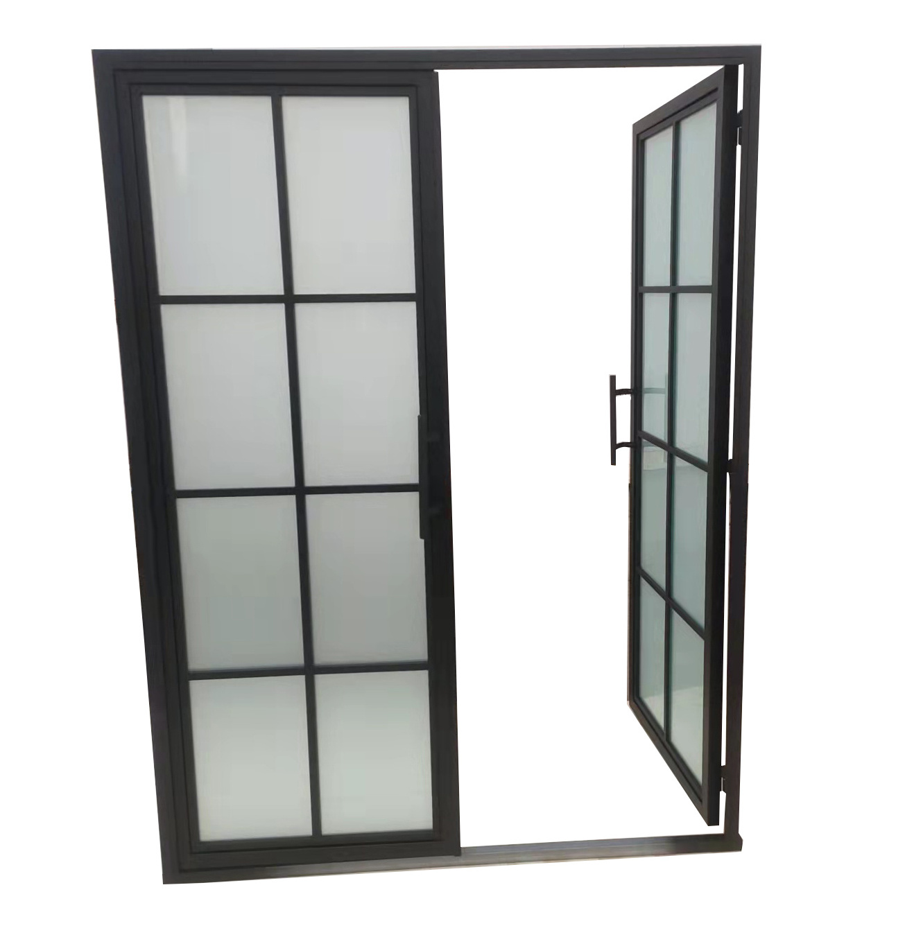 Exterior Steel Door Glass Door Wholesale French Style Iron Double Glass Door for Houses