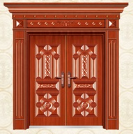 Luxury extra-large size hollow out copper clad doors last design