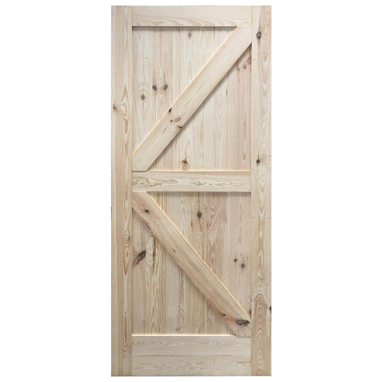 Pretty wood Modern Interior Solid Wooden Sliding Barn Door With Steel Hardware Set