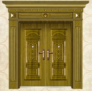 Luxury extra-large size hollow out copper clad doors last design