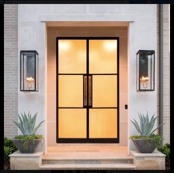 Hot Selling New Design Iron French Door double glass sound proof Door and Window