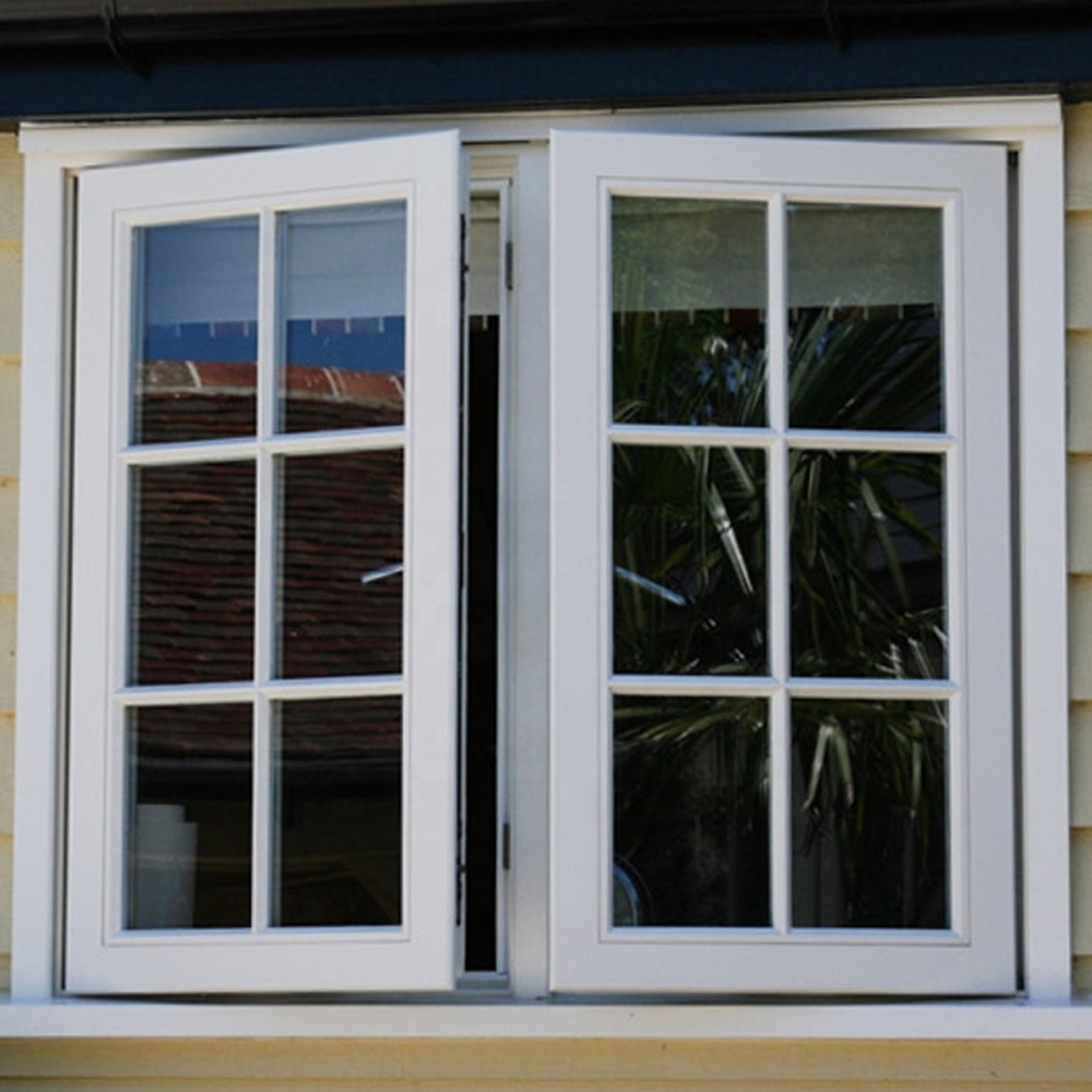 Decorative security UPVC bars casement windows with grid for bedroom