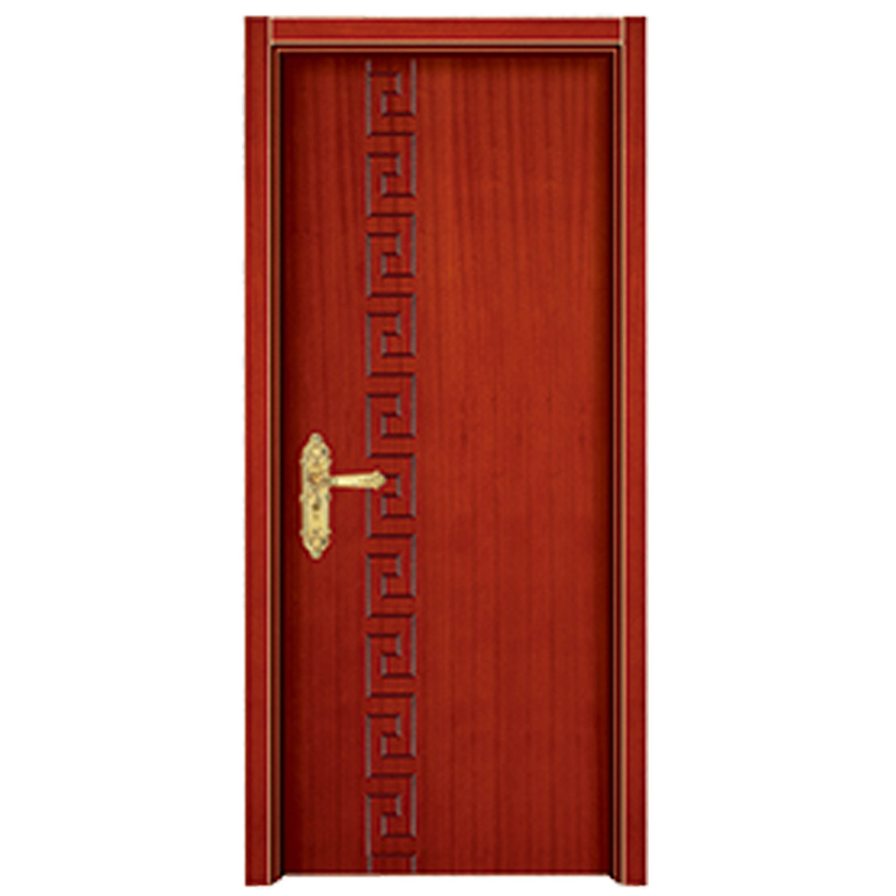 Front solid wood entrance door 8mm hdf panel with frame single main plain teak wood main door designs