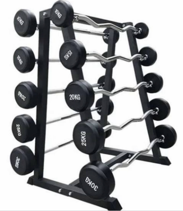 heavy strongman rubber barbell gym barbell dumbbell with long bar  rack