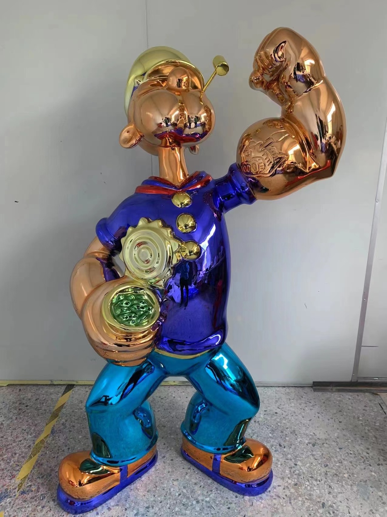 Art Life Size Popeye Statue Home Sculpture Metal Sculpture Cartoon Figure Popeye Statue for Art Gallery Shopping Mall Decoration