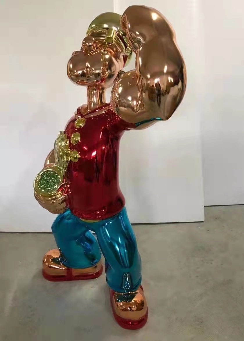 Art Life Size Popeye Statue Home Sculpture Metal Sculpture Cartoon Figure Popeye Statue for Art Gallery Shopping Mall Decoration