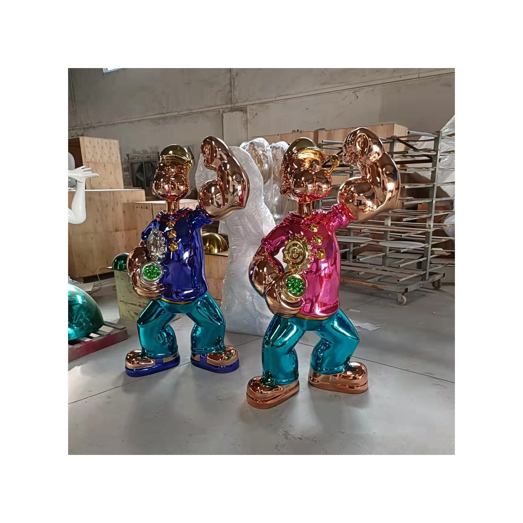 Art Life Size Popeye Statue Home Sculpture Metal Sculpture Cartoon Figure Popeye Statue for Art Gallery Shopping Mall Decoration