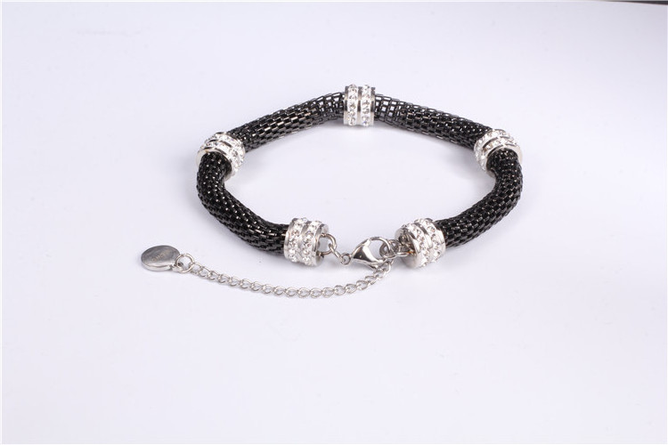 New Design 316L Stainless Steel& White Crystal Black & Steel Plating Bracelet Women/Men