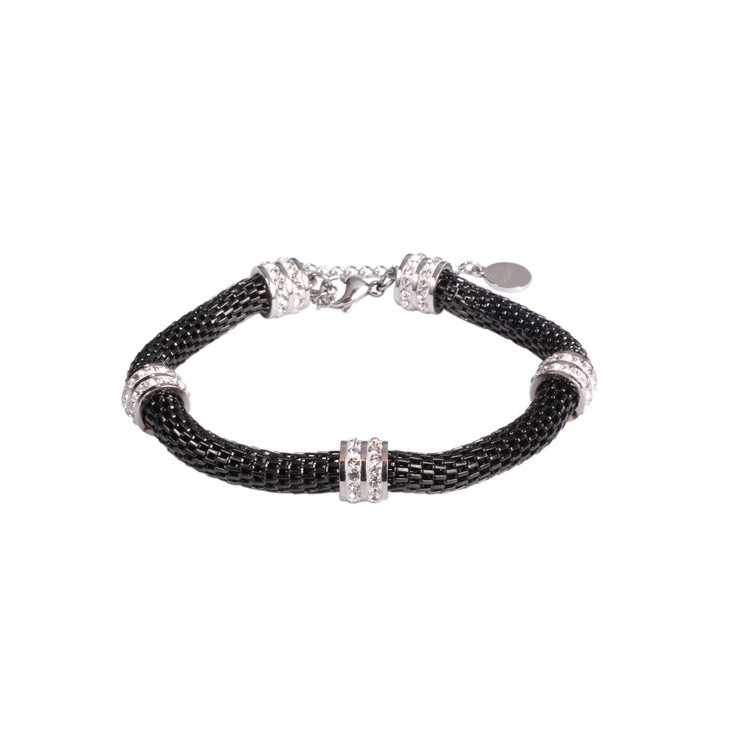 New Design 316L Stainless Steel& White Crystal Black & Steel Plating Bracelet Women/Men