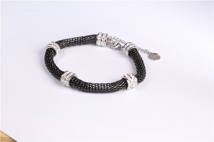 New Design 316L Stainless Steel& White Crystal Black & Steel Plating Bracelet Women/Men