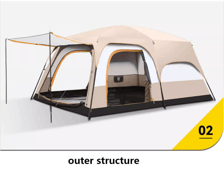 HOTO Outdoor Waterproof Camping Tent With 2 Rooms And One Hall  Extra Large Space 8-12 Person Family Camping Tents