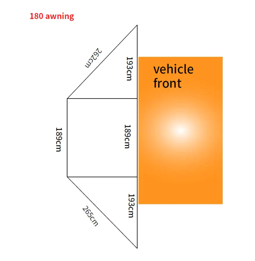 HOTO Outdoor car awning 4x4 4wd 180 degree Awning Side Rooftop Tent Free Standing 180 Car Truck Awnings