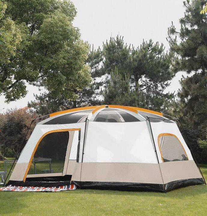 HOTO Outdoor Waterproof Camping Tent With 2 Rooms And One Hall  Extra Large Space 8-12 Person Family Camping Tents