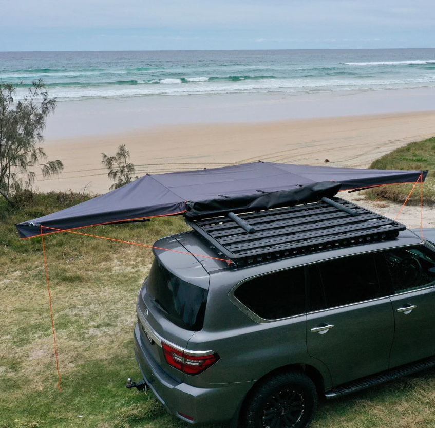 HOTO Outdoor car awning 4x4 4wd 180 degree Awning Side Rooftop Tent Free Standing 180 Car Truck Awnings