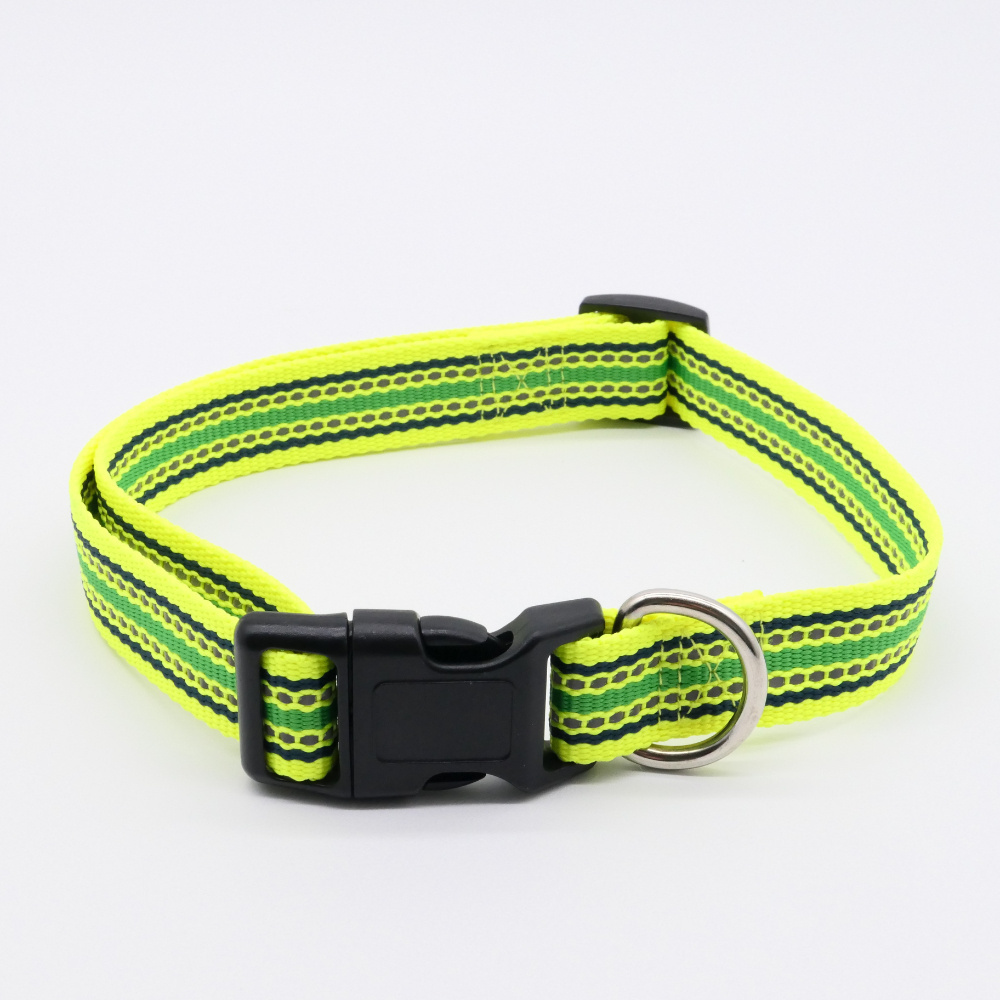 Top Sale Striped Dog Collar Charms Lightweight And Strong RPET Reflective Recycled Dog Collar Sport