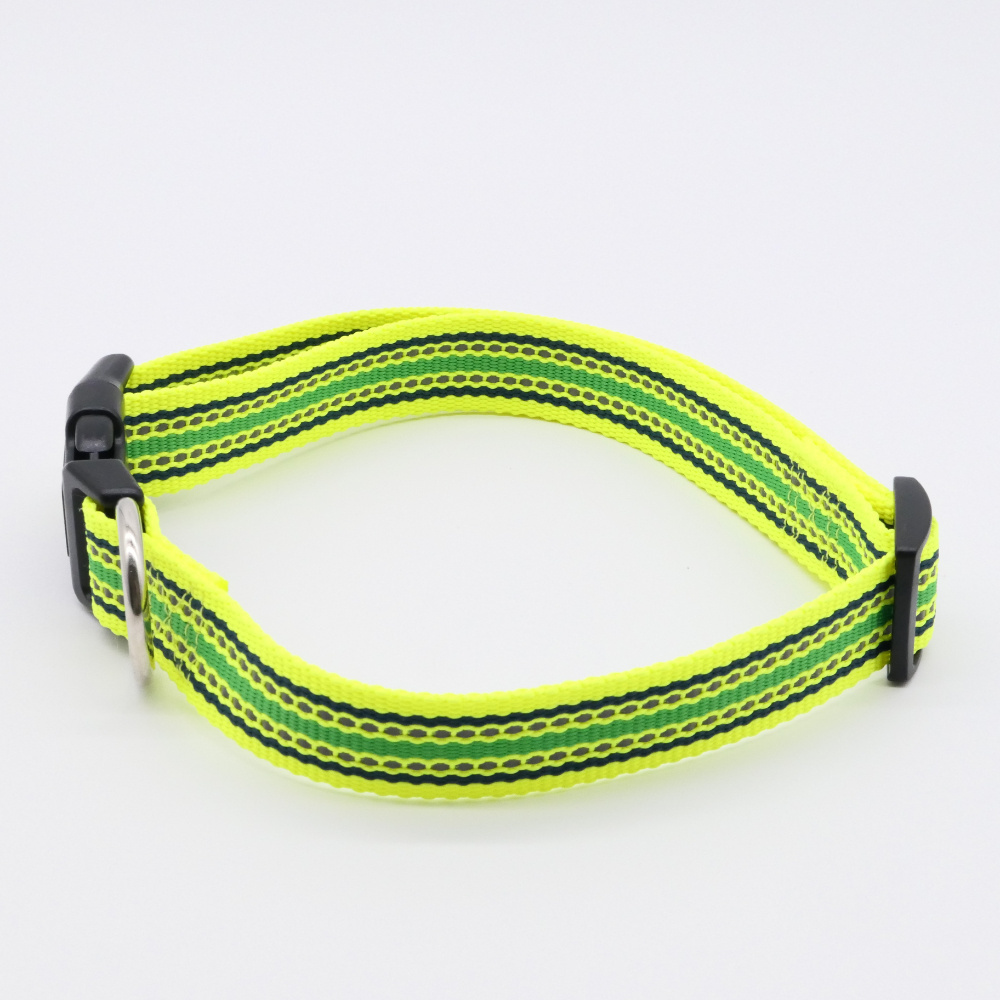 Top Sale Striped Dog Collar Charms Lightweight And Strong RPET Reflective Recycled Dog Collar Sport