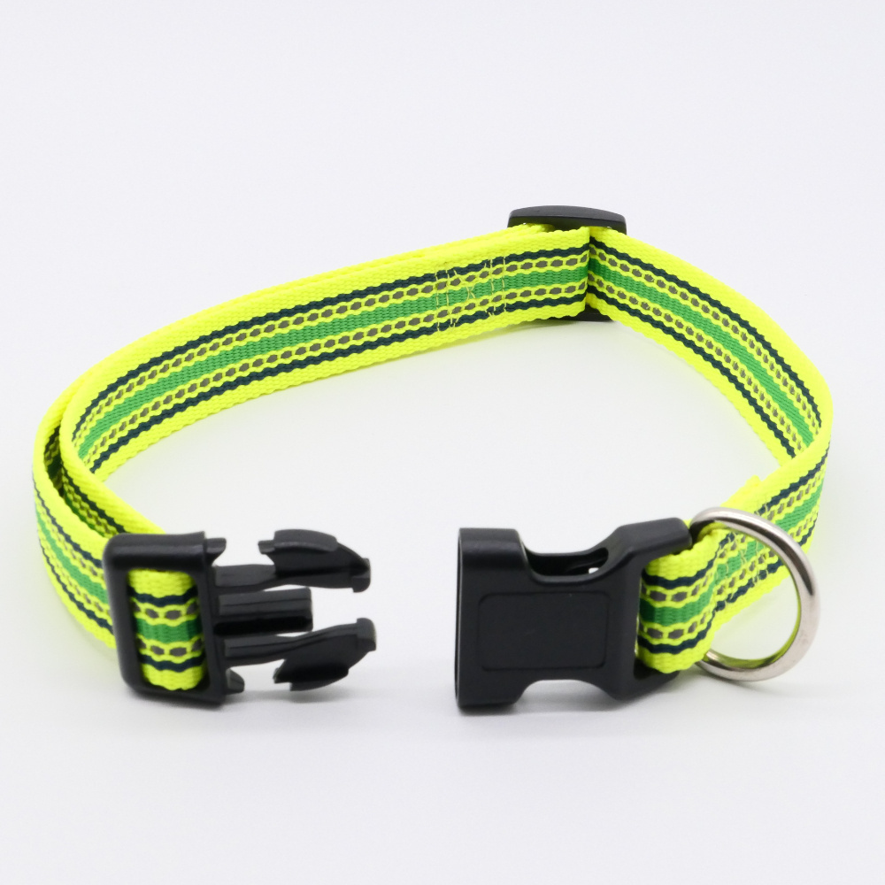 Top Sale Striped Dog Collar Charms Lightweight And Strong RPET Reflective Recycled Dog Collar Sport