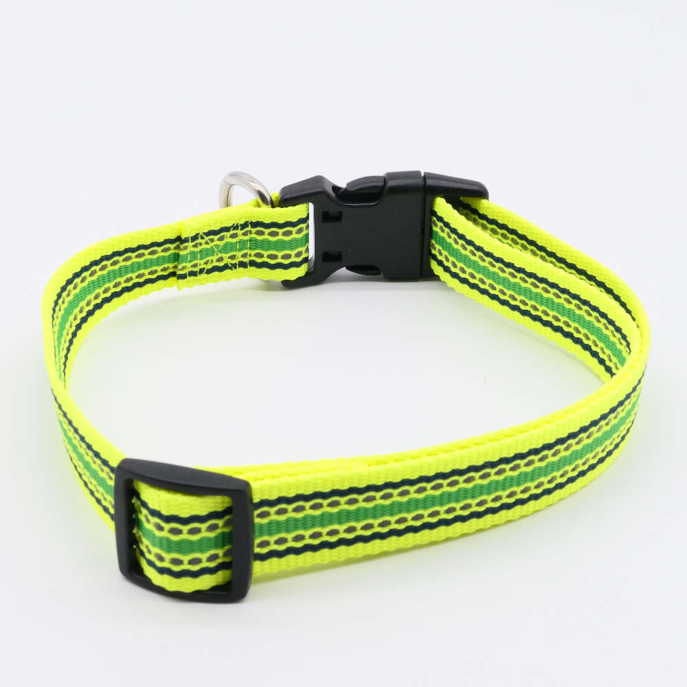 Top Sale Striped Dog Collar Charms Lightweight And Strong RPET Reflective Recycled Dog Collar Sport