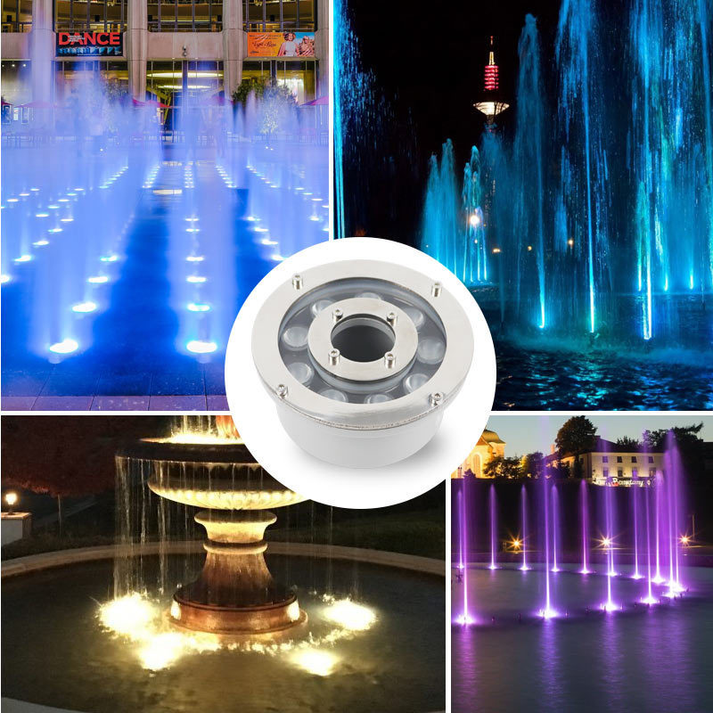 Outdoor IP68 RGB 12/24V DMX Underwater Light Under Water Swimming Pool LED Ring Lamp Fountain Nozzle Lights for Garden Waterfall