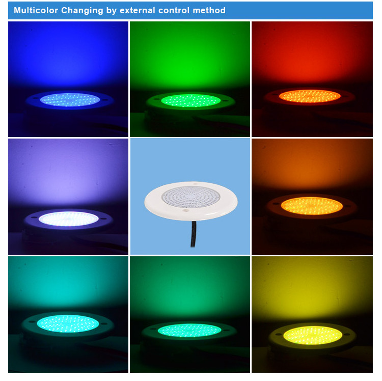 OEM RGB Color PC Material 18W AC12V Resin Filled Fiber Optic Piscina De Luz Wall Mount Bulb LED Par56 Light Swimming Pool Hosing