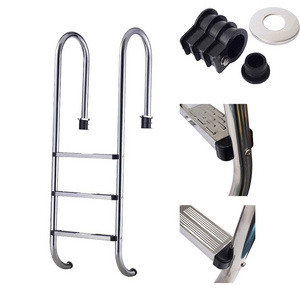 OEM Logo Portable Stainless Steel In Board 3 Steps Telescoping Folding Dock Above Ground Pool Stairs Ladder Swimming Handrails