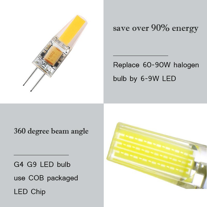 9 Watt 6W Dimmable G4 LED Bi-Pin base 12V 24V 220V 110V Light Bulb Warm White Waterproof Halogen G4 G9 60W 100W led Replacement