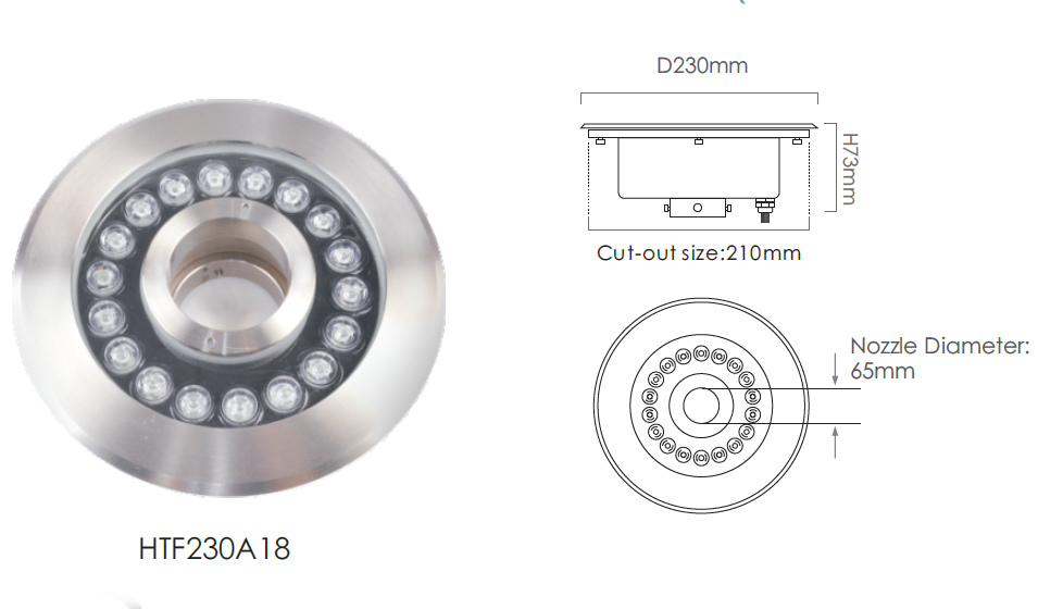 HOTOOK Outdoor led fountain ring light 6W 9W 12W DMX control stainless steel ip68 submersible rgb fountain lights