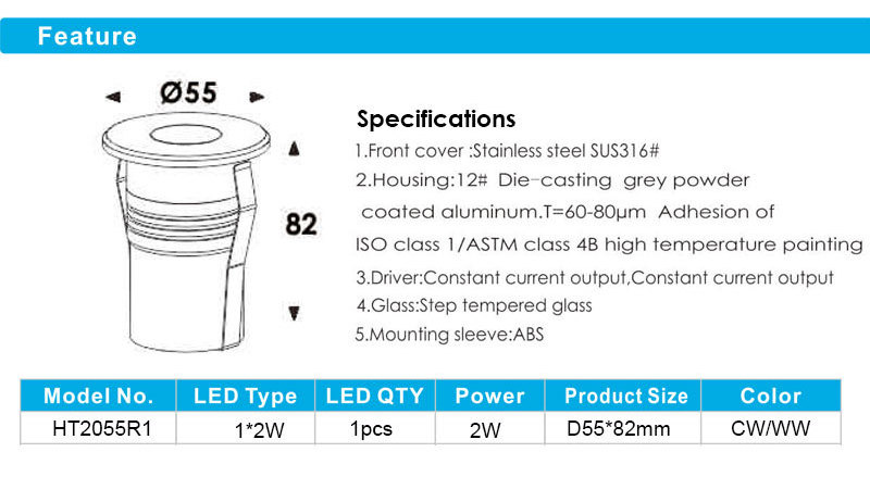 HOTOOK Mini IP68 IP67 Stainless steel 316 12v rgbw rgb Smart Outdoor Recessed Step led stair light