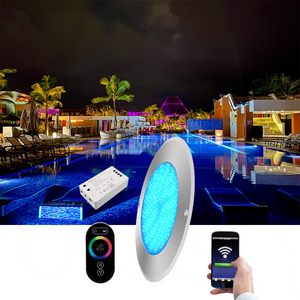 HOTOOK Custom Logo DC 12V Resin Filled Square Colored Wall Mounted Underwater LED Swimming Pool Light 12W IP68 With Wifi Remote