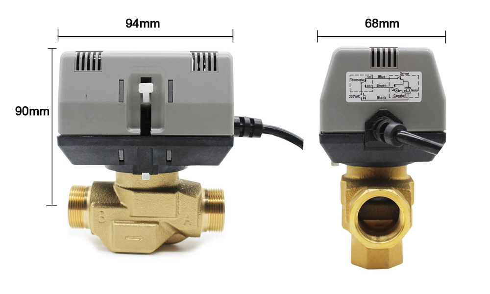 VC4013/VC6013 series FCU on-off 2 way 3 way Motorized water Valve with electrical Actuator