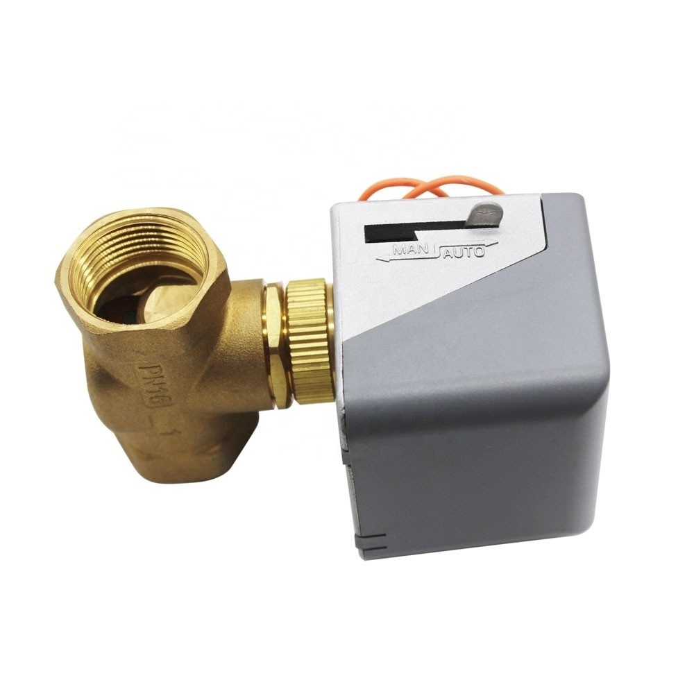 220v electric zone valve 3 way Brass solenoid gate valve for FCU zone water flow control with manual handle