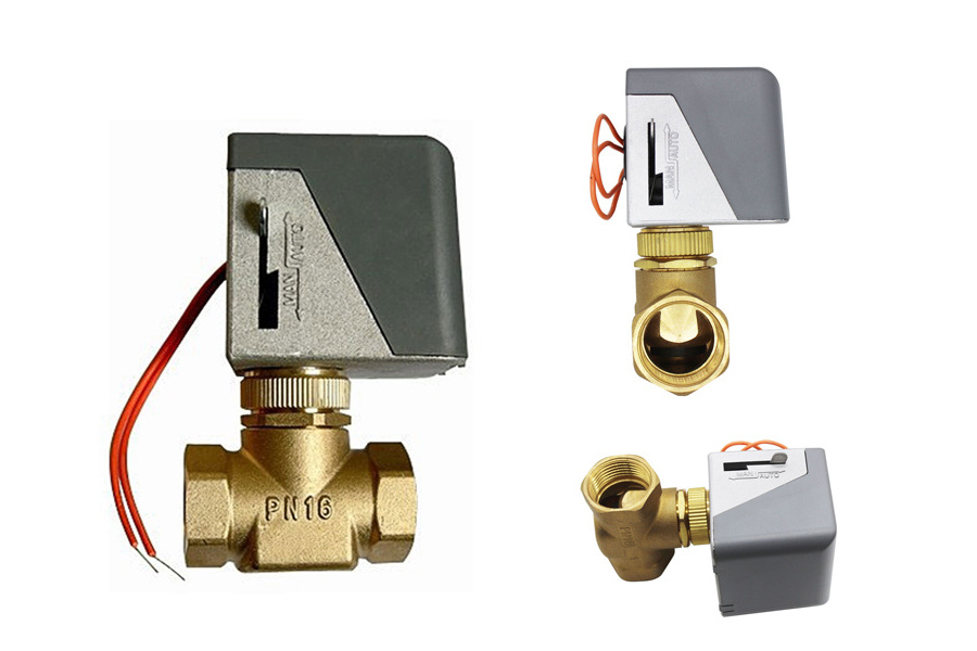 220v electric zone valve 3 way Brass solenoid gate valve for FCU zone water flow control with manual handle