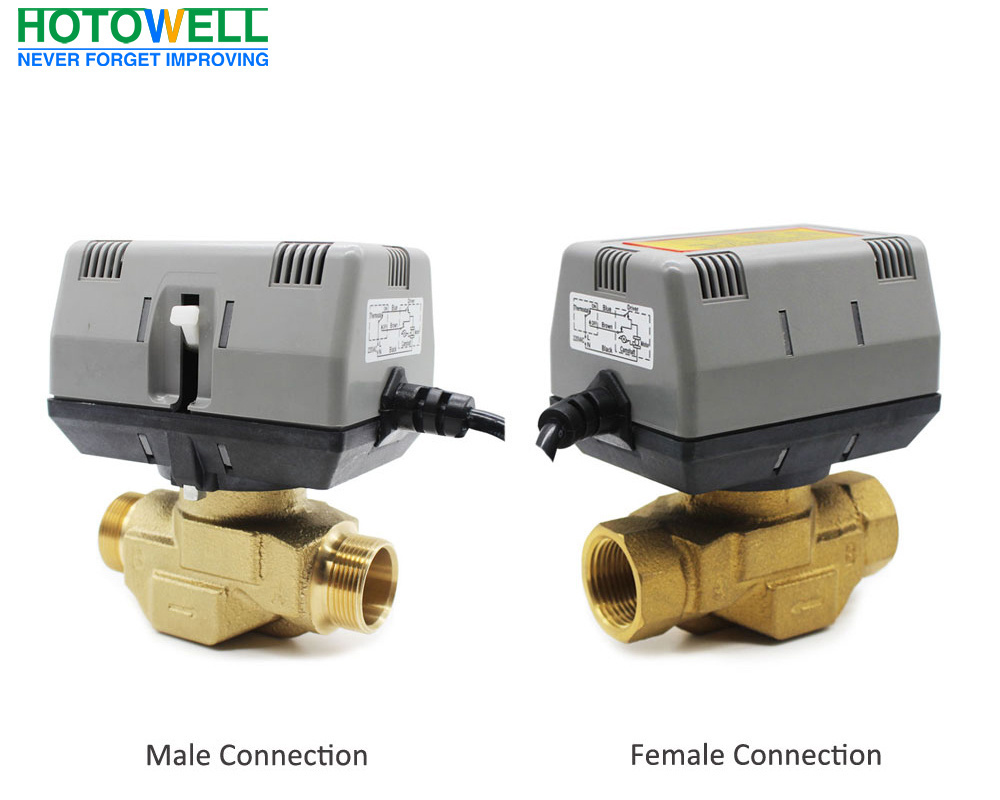 HVAC System Electric Actuator Brass Valve 2 Way DN20 motorized Valve for Fan Coil Units