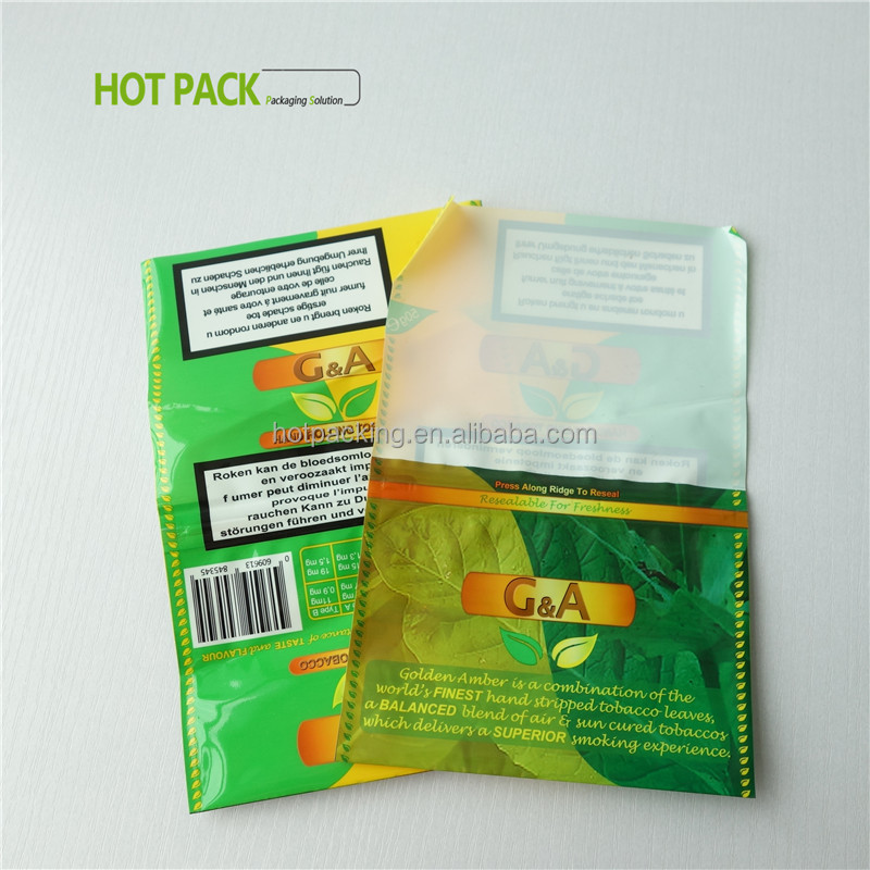 Wholesale 50g hand rolling tobacco leafs plastic pouch bags for smoking packaging with zip lock