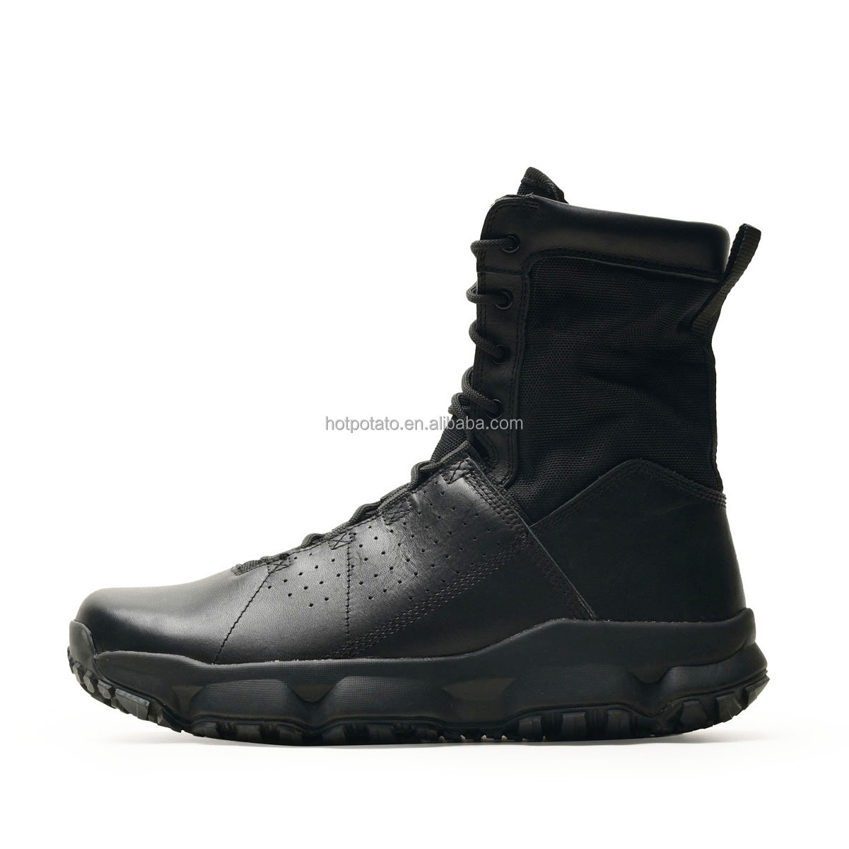 HOTPOTATO unique design men's black cowhide footwear shining leather uniform boots US 13