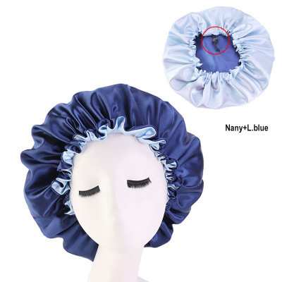 Custom Double Layer Reversible Hair Bonnets Women Satin Drawstring Sleep Silk Designers Custom Braid Bonnet With Logo