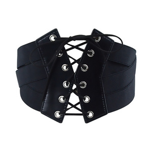 BE-013 Hot Selling Plain Ladies Elastic Leather Belt Woman 2022 Waist Slimming Corset Wide Belt