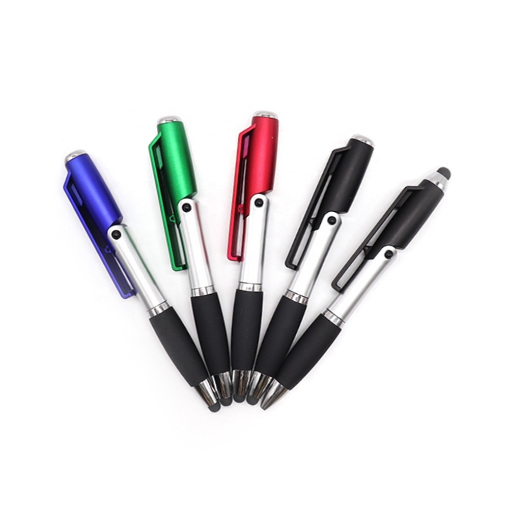 stylus pen custom LOGO mobile holder customized flashing led light pens with phone support holding