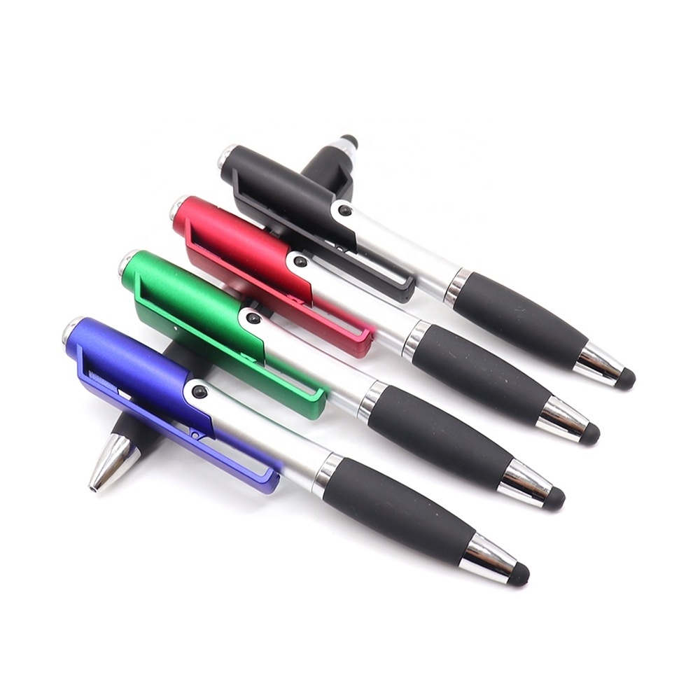 stylus pen custom LOGO mobile holder customized flashing led light pens with phone support holding