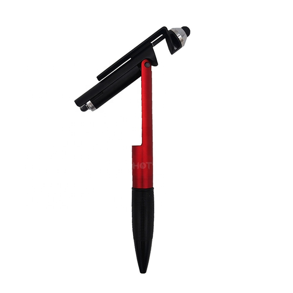 LOGO promotional Multi function Writing ink phone stand active stylus touching pen with led torch light