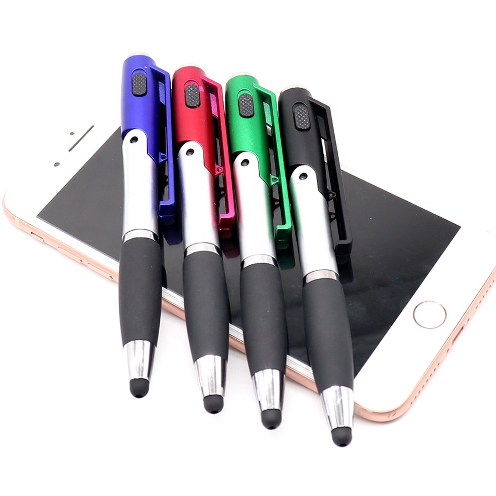 stylus pen custom LOGO mobile holder customized flashing led light pens with phone support holding