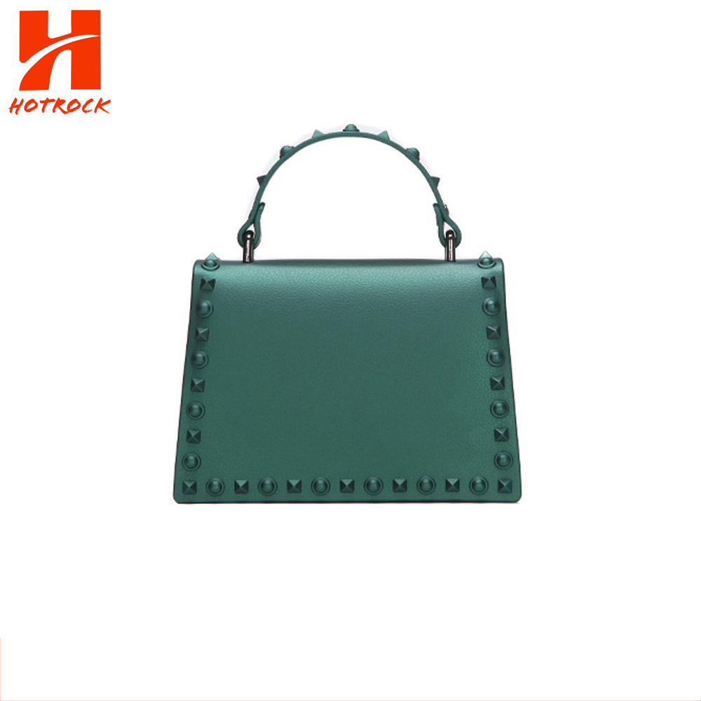 2021 Wholesale Fashion Luxury Rivet PVC ladies Shoulder Bags small Jelly Handbags for Women