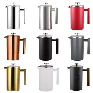 New Product Lfgb 3 Part Stainless Steel Plunger French Coffee Press Matte Black Coffee Maker