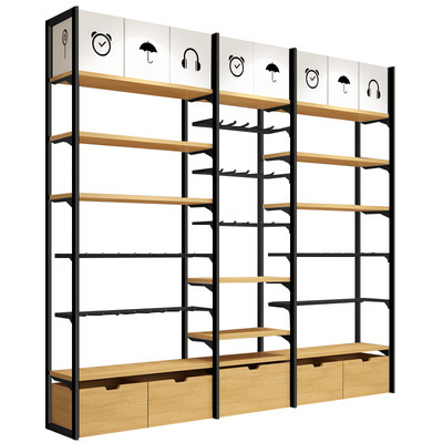 Yiwu Hotter Miniso wooden SINGLE SIDE display shelf Jewelry shelf phone accessories display rack retail shelf