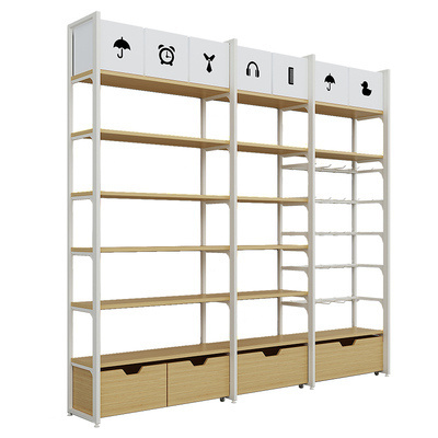 Yiwu Hotter Miniso wooden SINGLE SIDE display shelf Jewelry shelf phone accessories display rack retail shelf