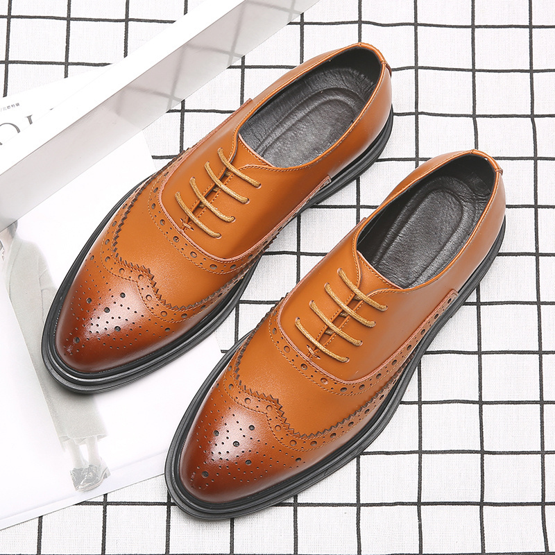 Fashion Men's Cow Leather Business Shoes Male Breathable Dress Shoes