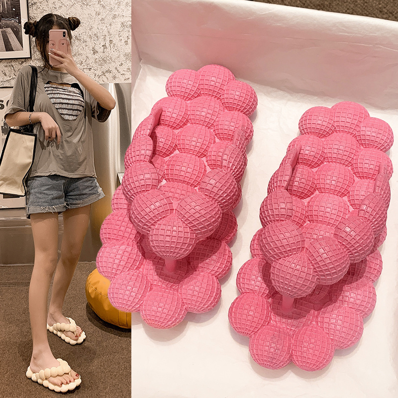 2023 Fashion Trend Summer Slip On Bubble Slides Candy Color Cute Woman Flip Flop Bubble Beach Slipper