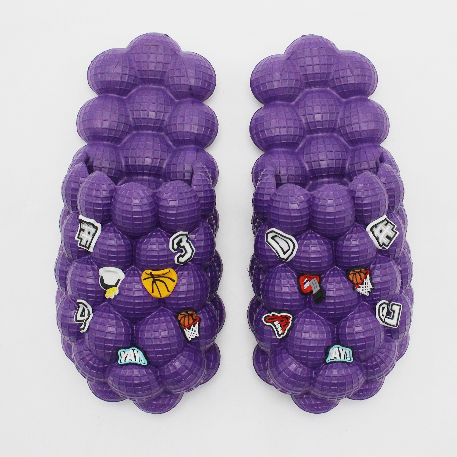 Sports league trendy peanut shell lychee slippers unisex EVA Toe slipper grape granule sandals and slides with DIY drop plastic