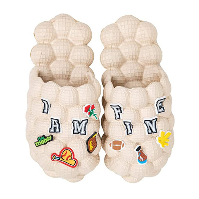 Sports league trendy peanut shell lychee slippers unisex EVA Toe slipper grape granule sandals and slides with DIY drop plastic