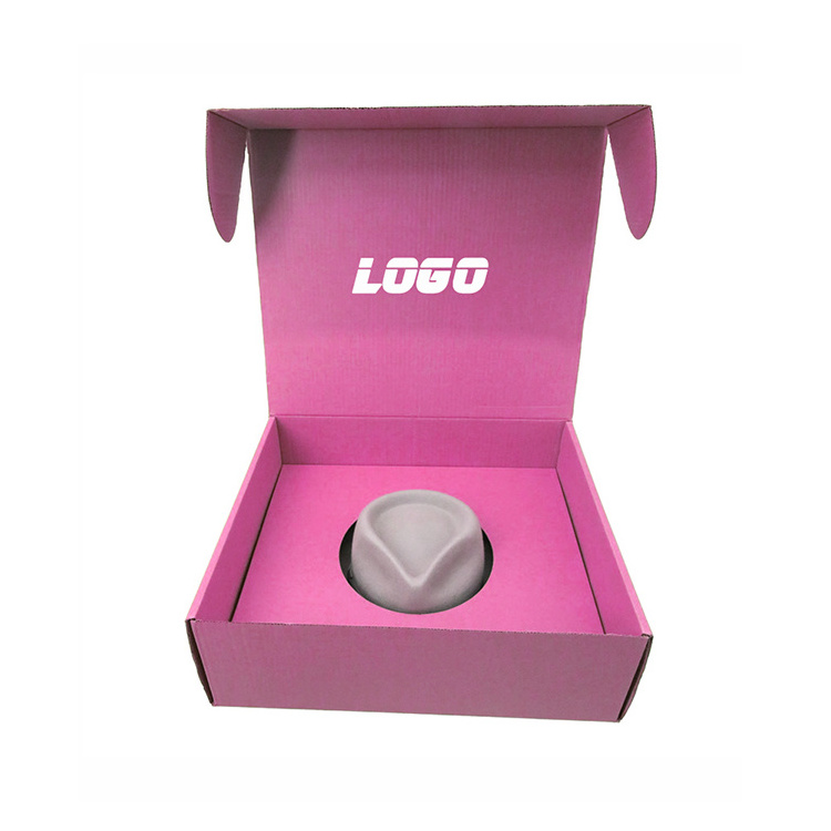 custom logo pink paper cardboard collapsible shipping boxes storage cowboy hat packaging box for hat